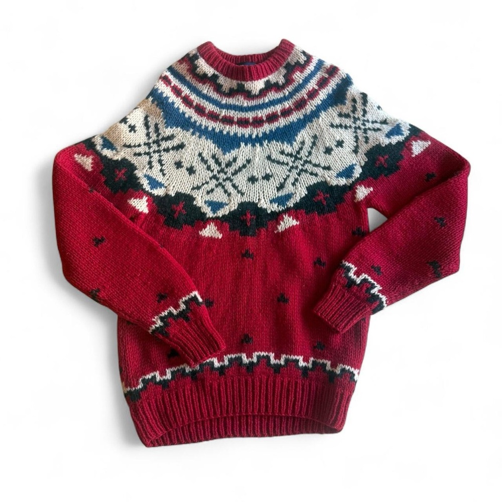 Vintage Woolrich Red & cream Nordic Fair Isle Style Men’s Sweater